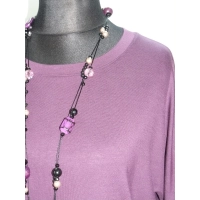 Tunika KIMONO dzianinowa z wydłużonymi bokami - śliwkowa